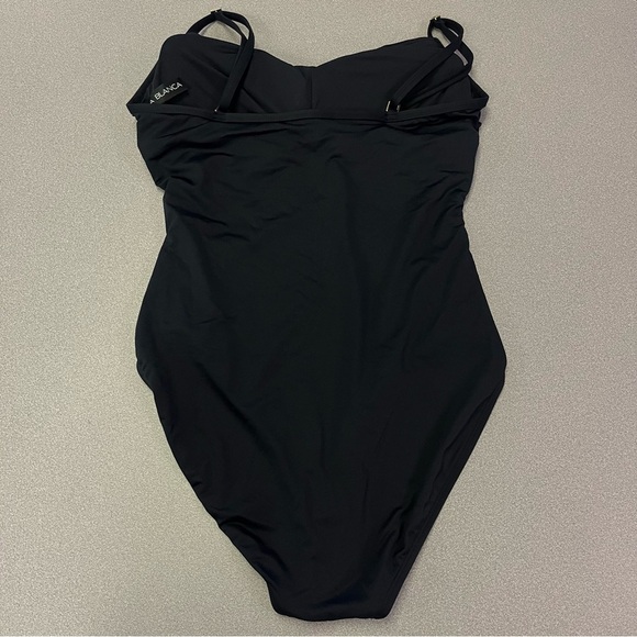 2/$30 La Blanca Island Goddess Draped Front One-Piece – Black, Size 14 - Picture 5 of 9